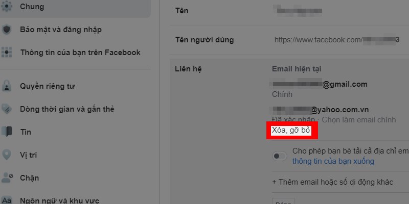 Hướng dẫn đổi, xóa email chính trên tài khoản facebook