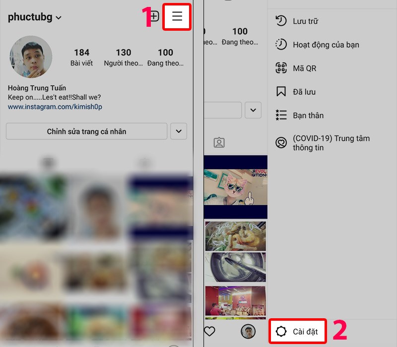 Cách tìm facebook bằng id instagram bằng nút chia sẻ