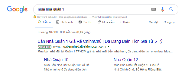 Google Search ads hiển thị khi người dùng thực hiện tìm kiếm về sản phẩm dịch vụ