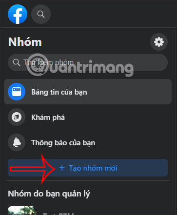 Tạo nhóm mới Facebook PC