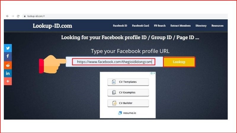 Cách xem ID Facebook bằng Lookup-ID