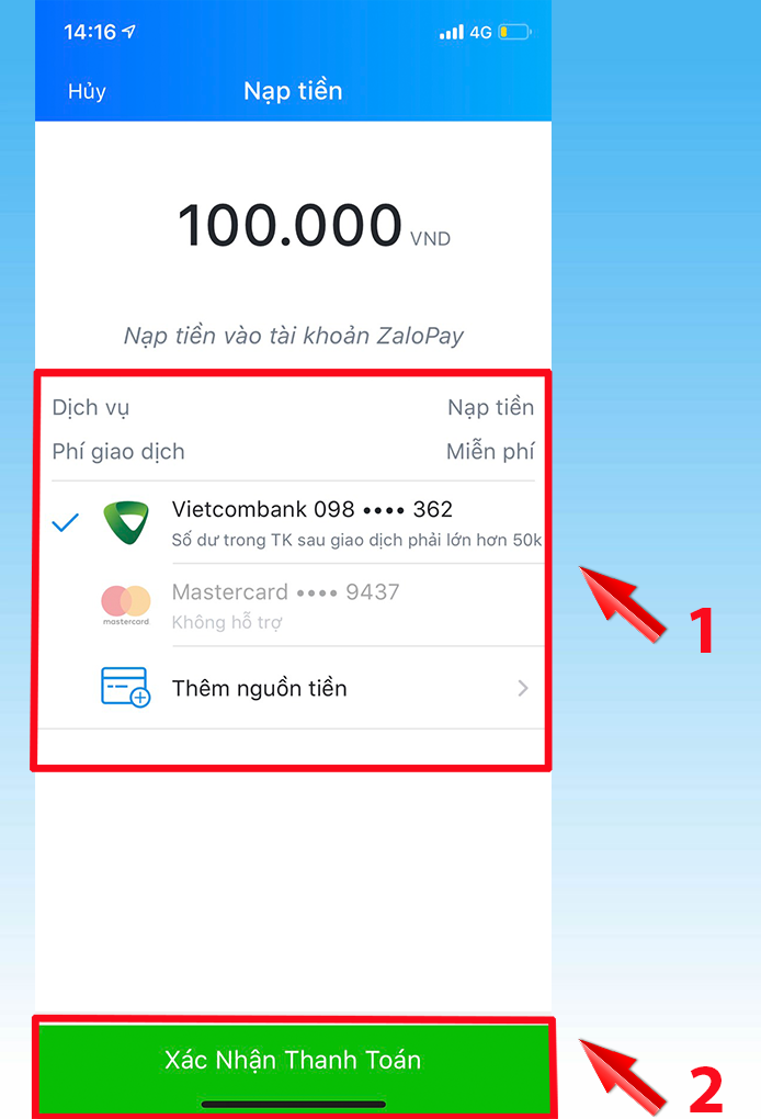 Cách chuyển tiền vào ví Zalo Pay trên App Zalo Pay