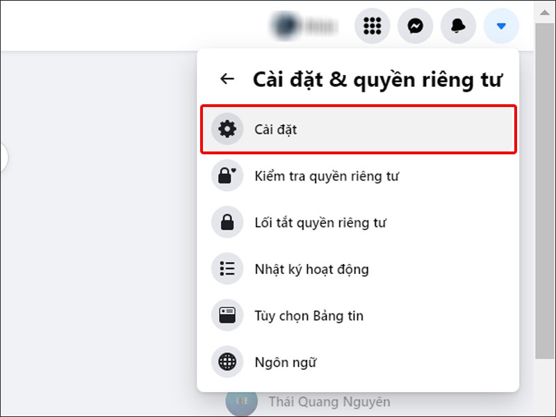 Chọn Cài đặt