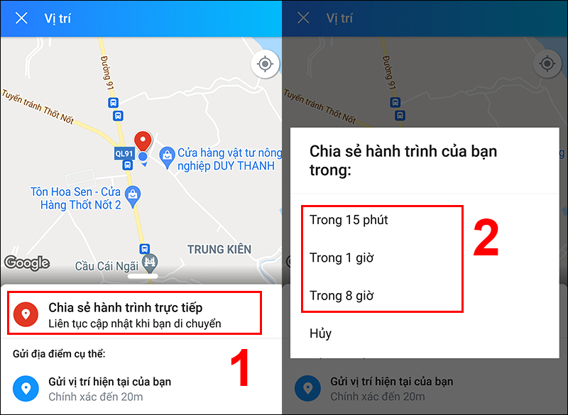 Cách chia sẻ vị trí trên Zalo bằng điện thoại Android