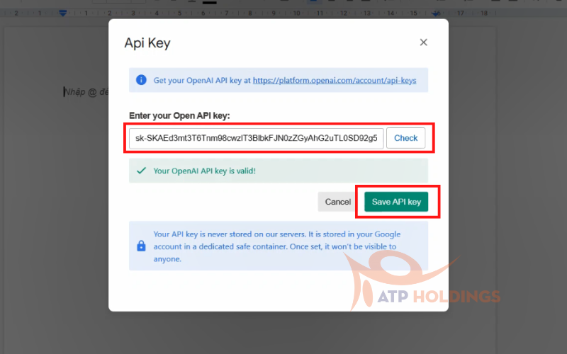 Lưu API Keys Chat GPT