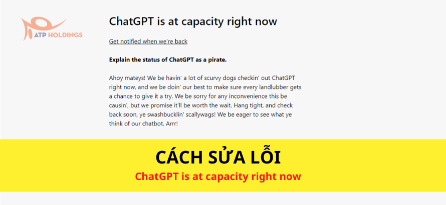 Tại sao lại xuất hiện thông báo lỗi ChatGPT is at capacity right now?
