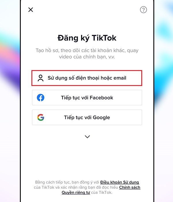 Mở ứng dụng TikTok và chọn Đăng ký