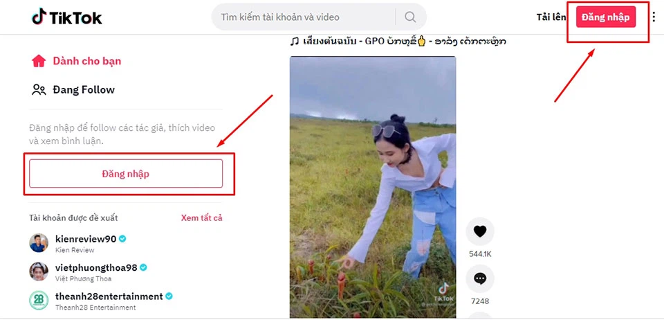 Truy cập vào trang web của TikTok