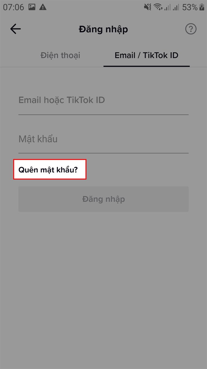 Dùng email để lấy lại tài khoản TikTok cũ