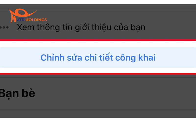 nhấn vào Chỉnh sửa chi tiết công khai.