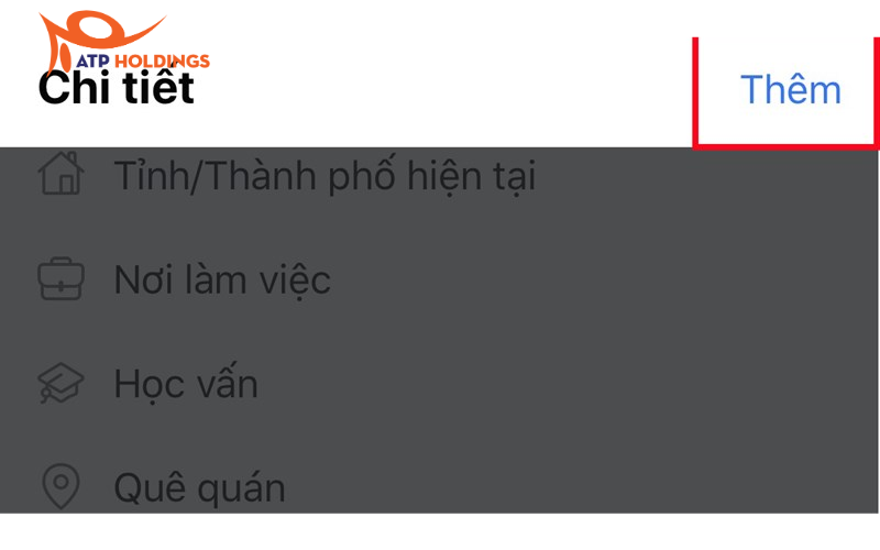 Tại mục Chi tiết => chọn Thêm.