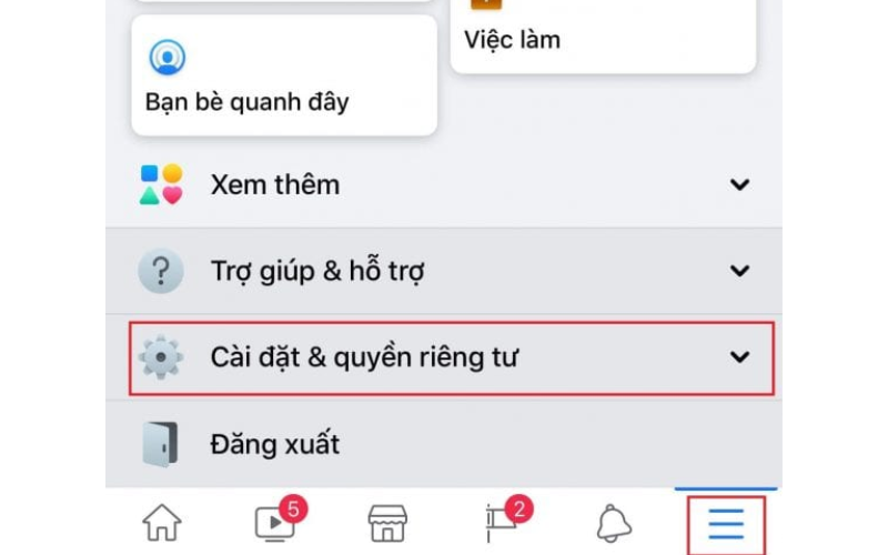 Bước 1: Vào Facebook sau đó chọn vào thanh Menu.