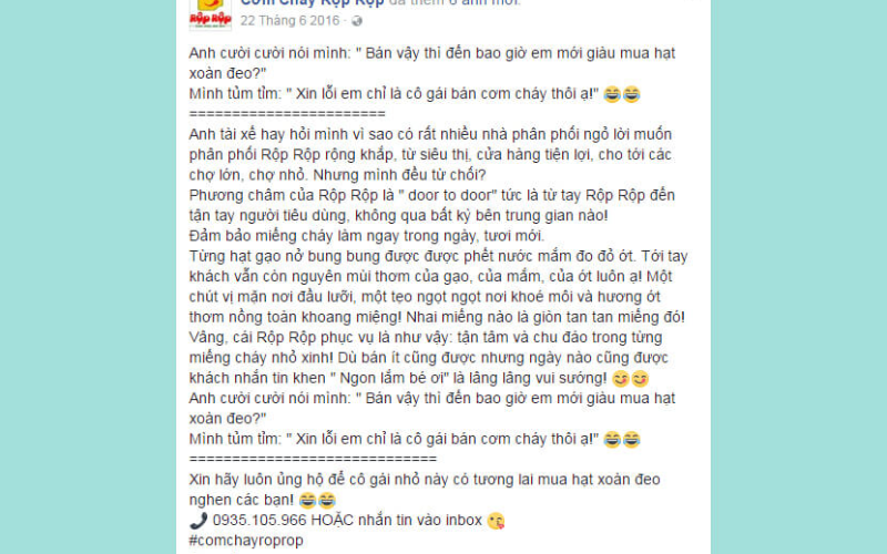 Mẫu quảng cáo Fb kể chuyện