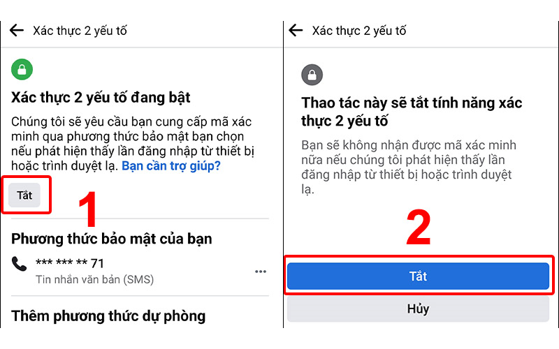 Cách tắt xác thực 2 lớp trên Facebook