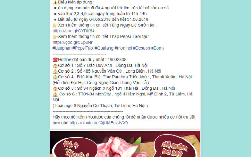 Mẫu quảng cáo Fb thông tin