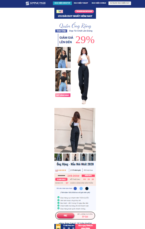 Mẫu Landing page Tiktok bán quần áo thời trang