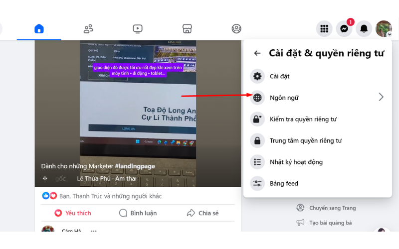 Đổi ngôn ngữ Facebook sang tiếng Indonesia