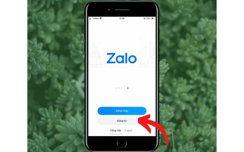 Tải ứng dụng Zalo và chọn "Đăng ký"