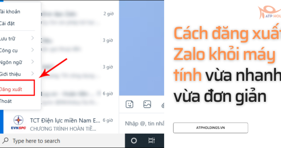 Cách đăng xuất Zalo khỏi máy tính