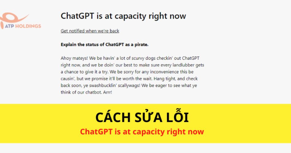 cách sửa lỗi ChatGPT is at capacity right now