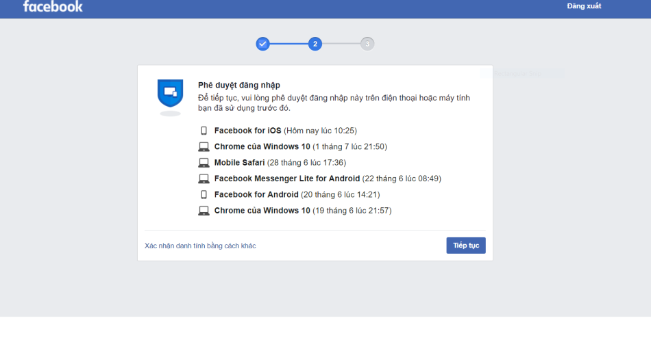 phê duyệt đăng nhập facebook
